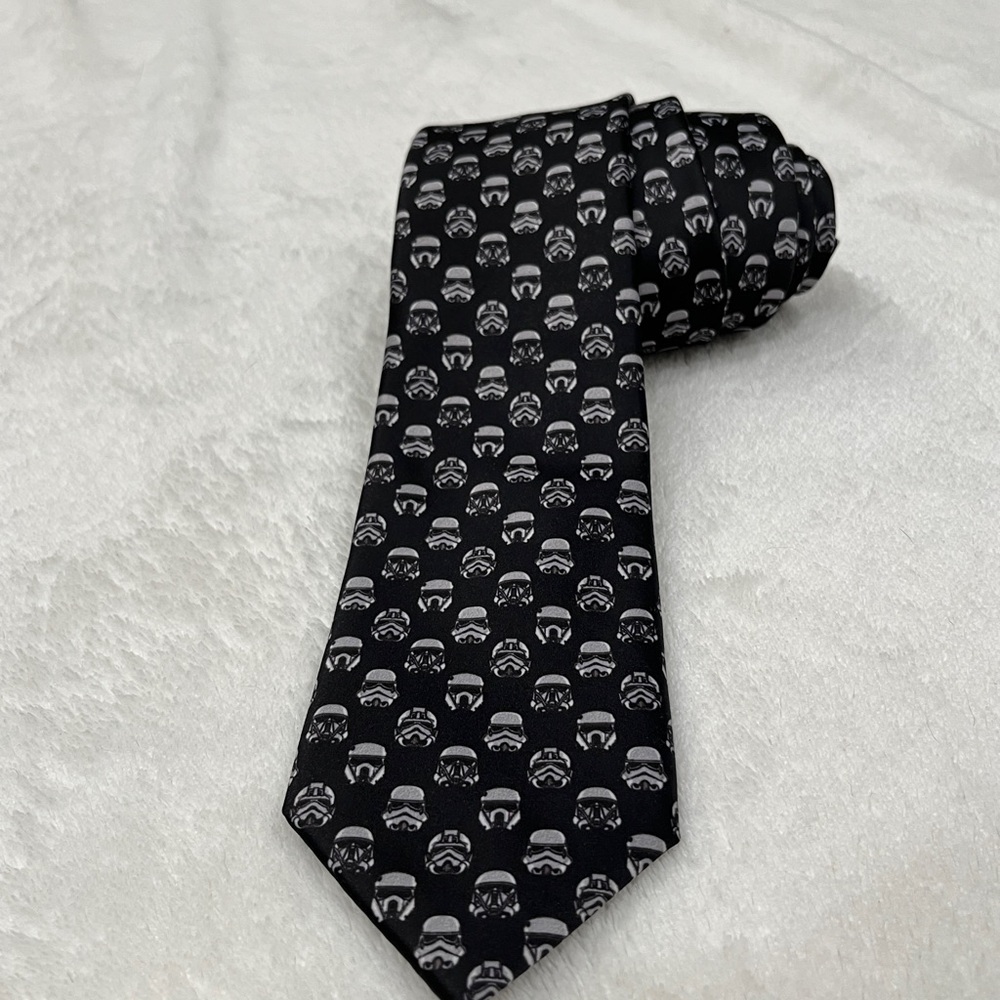 Star Wars Men’s Tie Stormtrooper Disney Black and White OS - Picture 2 of 5
